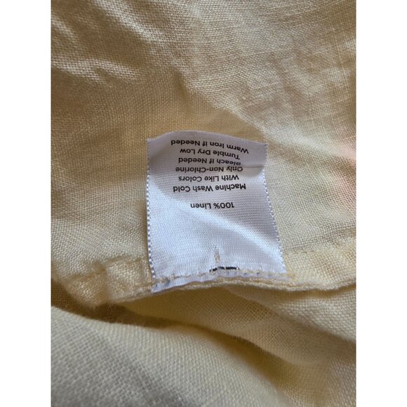 Talbots Womens Pure Irish Linen Yellow Short Sleeve Pleated Button-Up Shirt L - Picture 6 of 8